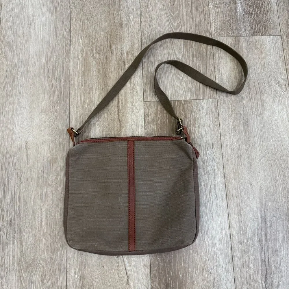 Fossil Erin Canvas and Leather Top Zip Crossbody Handbag Adjustable Pink Brown - Picture 4 of 15
